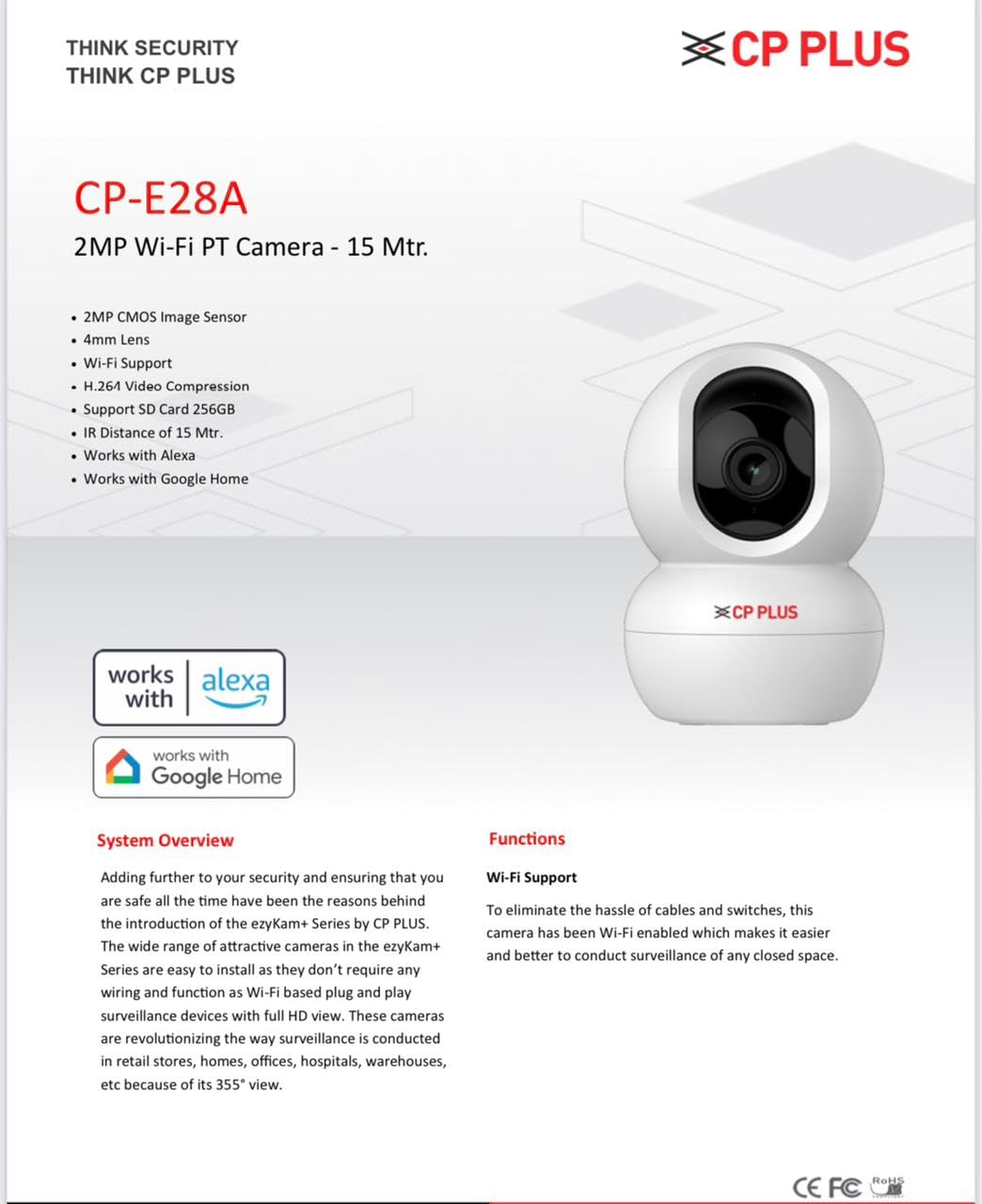 CP PLUS Full HD 2MP Smart Wi-Fi PT Camera with 360° View, Night Vision, SD Card Support & 2-Way Audio