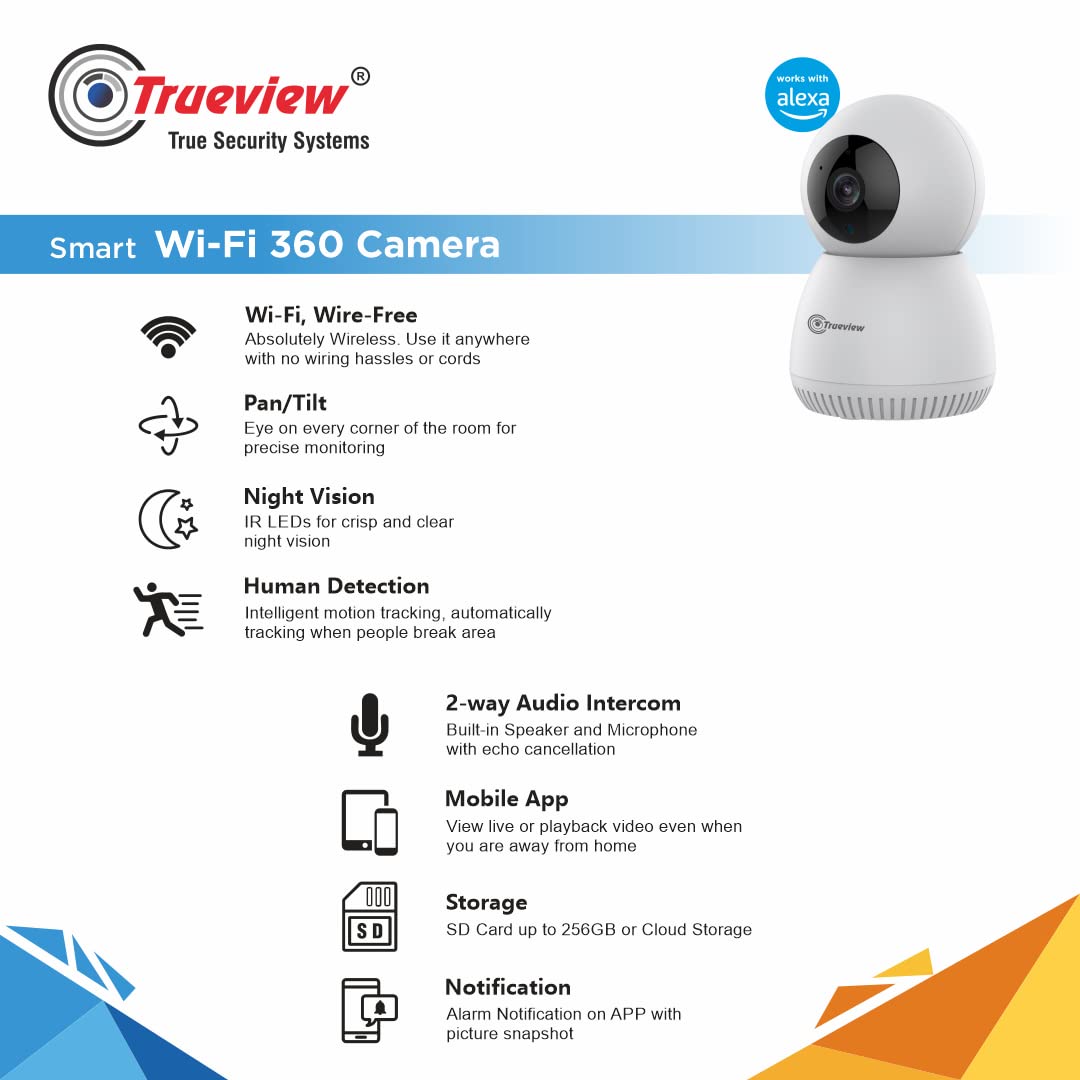 Trueview 3MP WiFi Based Smart CCTV Camera with 360 degree for Home & Baby Monitoring Surveillance