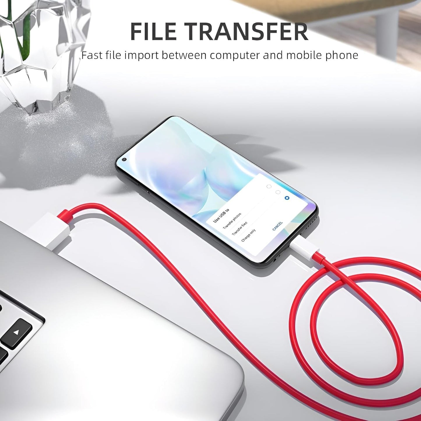 OBBLESS 80W Warp SuperVooc Fast Charger Cable | USB to Type C | For OnePlus 11/10 Pro/10R/9R/8T/Nord CE 2 Lite/CE 3 Lite | Red