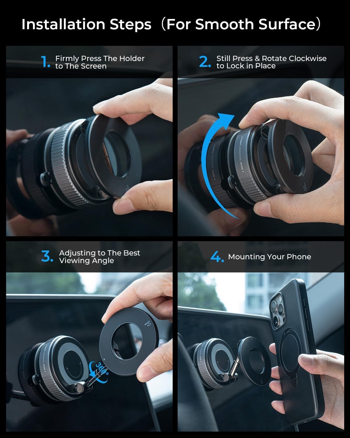 OBBLESS 360° Vacuum Magnetic Phone Holder – Universal Car Mount with Strong Suction Cup | Hands-Free Mount for Car, Mirror, Gym & Shower (Extended)
