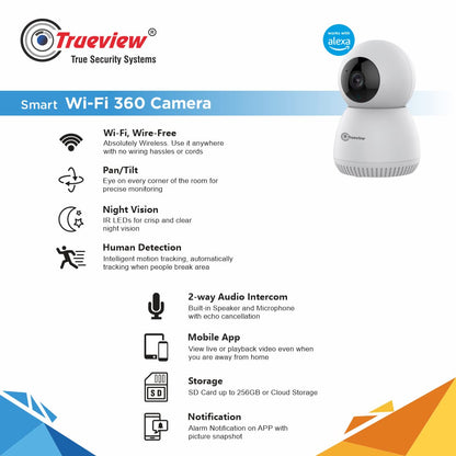Trueview 3MP WiFi Based Smart CCTV Camera with 360 degree for Home & Baby Monitoring Surveillance