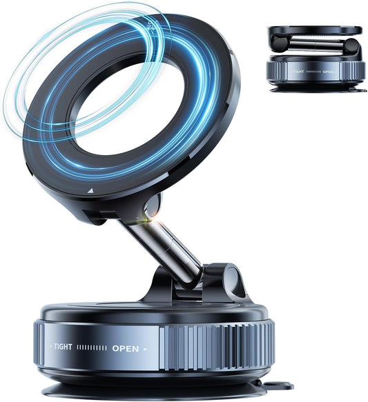 OBBLESS 360° Vacuum Magnetic Phone Holder – Universal Car Mount with Strong Suction Cup | Hands-Free Mount for Car, Mirror, Gym & Shower (Extended)