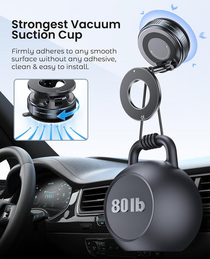 OBBLESS 360° Vacuum Magnetic Phone Holder – Universal Car Mount with Strong Suction Cup | Hands-Free Mount for Car, Mirror, Gym & Shower (Extended)