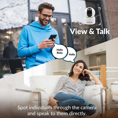CP PLUS Full HD 2MP Smart Wi-Fi PT Camera with 360° View, Night Vision, SD Card Support & 2-Way Audio